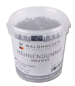 Waldhausen Gumki do grzywy i ogona w wiaderku, extra szerokie 150g czarne